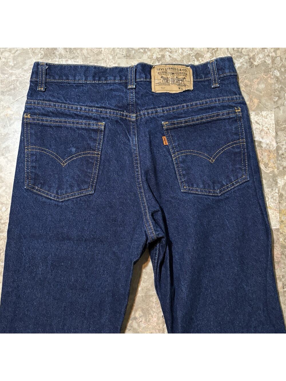 Vintage Levis Jeans Mens 32x30 Blue 517 Orange Tab Dark Wash Raw Boot Cut USA